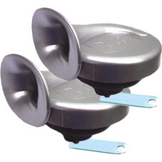 BUZINA CARACOL GRAVE/AGUDA 12V 2TERMINAIS COR PRATA