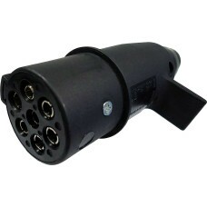 TOMADA ELETRICA P/ ENGATE REDONDA 7 POLOS MACHO (MOVEL) NYLON PRETO 12/24V