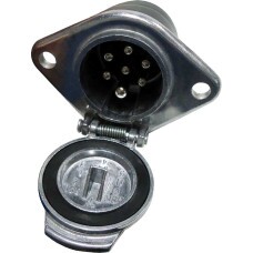 TOMADA ELETRICA P/ ENGATE REDONDA 7 POLOS FEMEA (FIXA) ALUMINIO POLIDO 12/24V