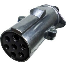 TOMADA ELETRICA P/ ENGATE REDONDA 7 POLOS MACHO ALUMINIO POLIDO 12/24V