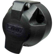 TOMADA ELETRICA P/ ENGATE REDONDA 7 POLOS FEMEA NYLON PRETO 12/24V