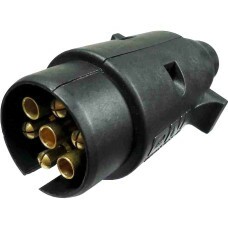 TOMADA ELETRICA P/ ENGATE REDONDA 7 POLOS MACHO NYLON PRETO 12/24V