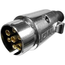 TOMADA ELETRICA P/ ENGATE REDONDA 7 POLOS MACHO PLASTICO CROMADO 12/24V