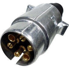 TOMADA ELETRICA P/ ENGATE REDONDA 6 POLOS MACHO PLASTICO CROMADO 12/24V