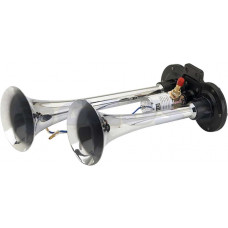 BUZINA CROMADA COM VALVULA ELETROPNEUMATICA 24V 02 CORNETAS