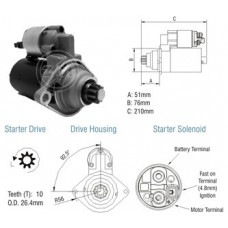 Motor Partida 12V 1,1Kw Db Vw Gol Parati
