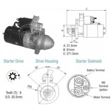 Motor Partida 12V 2.2Kw Ev Citroen Fiat Iveco Peugeot