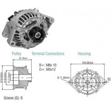 Alternador 12V 120A Ncb1 Fiat Palio Punto Siena Strada Uno