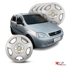 Calota Corsa Hatch Sedan 2004 | Aro 14 | GM | Jogo com 4 Calotas Prata