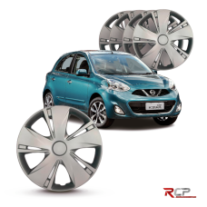 Calota March 2015-2016 | Aro 14 | Nissan | Jogo com 4 Calotas Prata