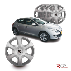 Calota Sandero Megane Logan 2014-2015 | Aro 15 | Renault | Jogo com 4 Calotas Prata