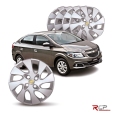 Calota Onix Prisma Lt 2014-2016 | Aro 15 | GM | Jogo com 4 Calotas Prata