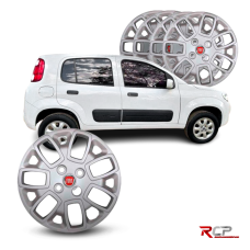 Calota Uno Attractive 2014 | Aro 14 | Fiat | Jogo com 4 Calotas Prata