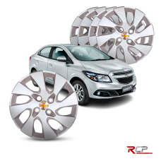 Calota Onix Prisma 2014-2016 | Aro 14 | GM | Jogo com 4 Calotas Prata