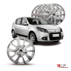 Calota Sandero 2014-2015 | Aro 15 | Renault | Jogo com 4 Calotas Prata