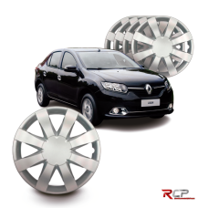 Calota Universal Logan Sadero 2015-2016 | Aro 15 | Jogo com 4 Calotas Prata