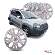 Calota Uno Way 2011-2012 | Aro 14 | Fiat | Jogo com 4 Calotas Prata