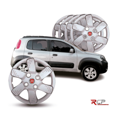 Calota Uno way 2013 | Aro 14 | Fiat | Jogo com 4 Calotas Prata