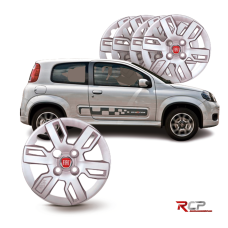 Calota Uno Way 2013-2015 | Aro 13 | Fiat | Jogo com 4 Calotas Prata