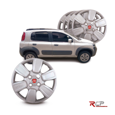 Calota Uno Way 2014 | Aro 14 | Fiat | Jogo com 4 Calotas Prata