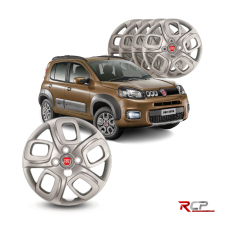 Calota Uno Way 2015 2016 | Aro 14 | Fiat | Jogo com 4 Calotas Prata