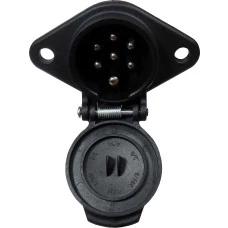 TOMADA ELETRICA P/ ENGATE REDONDA 7 POLOS FEMEA (FIXA) NYLON PRETO 12/24V