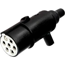 TOMADA ELETRICA P/ ENGATE REDONDA 7 POLOS MACHO (MOVEL) TIPO S NYLON PRETO/BRANC