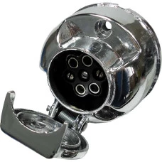 TOMADA ELETRICA P/ ENGATE REDONDA 6 POLOS FEMEA (FIXA) ALUMINIO POLIDO 12/24V