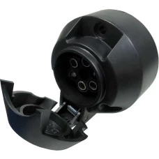 TOMADA ELETRICA P/ ENGATE REDONDA 6 POLOS FEMEA NYLON PRETO 12/24V