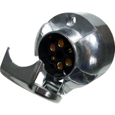 TOMADA ELETRICA P/ ENGATE REDONDA 6 POLOS FEMEA PLASTICO CROMADO 12/24V