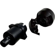 TOMADA ELETRICA P/ ENGATE REDONDA 6 POLOS COMPLETA NYLON PRETO 12/24V