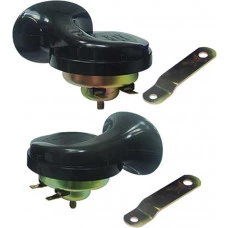 BUZINA CARACOL 12V UNIVERSAL 02 PECAS 02 TERMINAIS COM SUPORTE