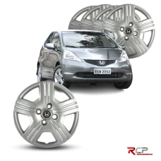 Calota Honda Fit 2010-2013 | Aro 15 | Jogo com 4 Calotas Prata