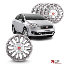 Calota Mercurio Linea | Aro 14 | Fiat | Jogo com 4 Calotas Prata