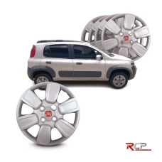 Calota Uno Way 2014 | Aro 14 | Fiat | Jogo com 4 Calotas Prata