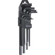 JOGO DE CHAVES ALLEN CURTAS DE 1,5 MM A 10 MM COM 9 PEÇAS