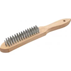 ESCOVA MANUAL COM CERDAS DE AÇO 04 FILEIRAS COM CABO DE MADEIRA